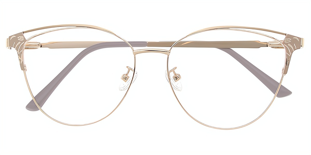 Brown Cat Eye Refined Metal Eyeglasses