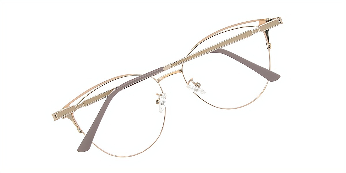 Brown Cat Eye Refined Metal Eyeglasses