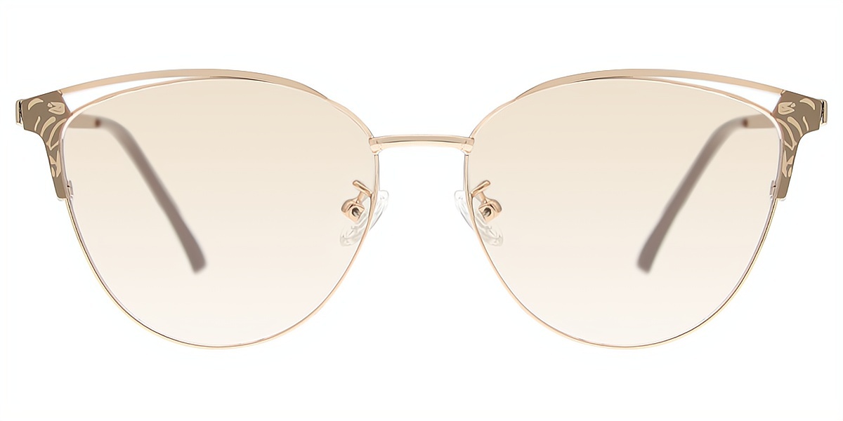 Brown Cat Eye Refined Metal Eyeglasses