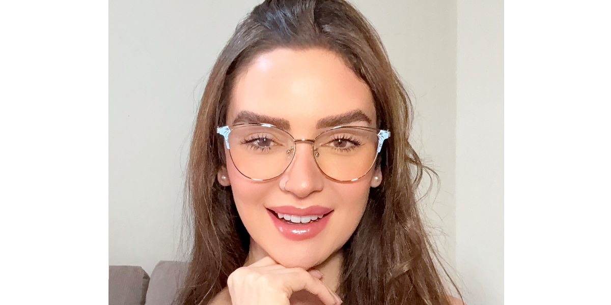 Blue Cat Eye Refined Metal Eyeglasses