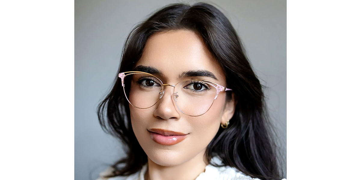 Pink Cat Eye Refined Metal Eyeglasses