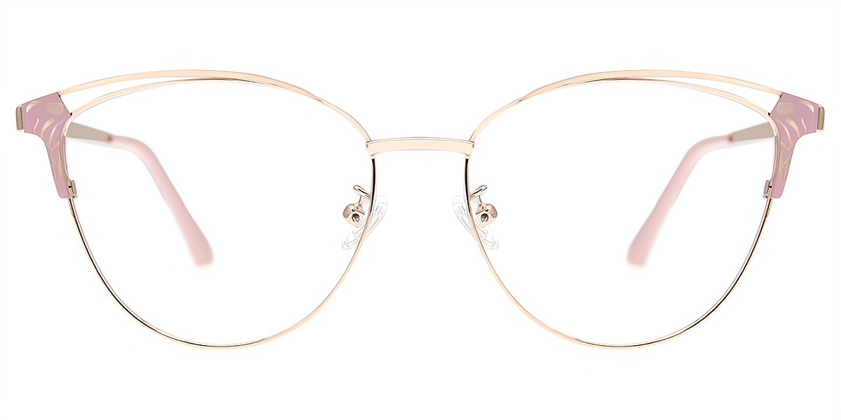 Pink Cat Eye Refined Metal Eyeglasses