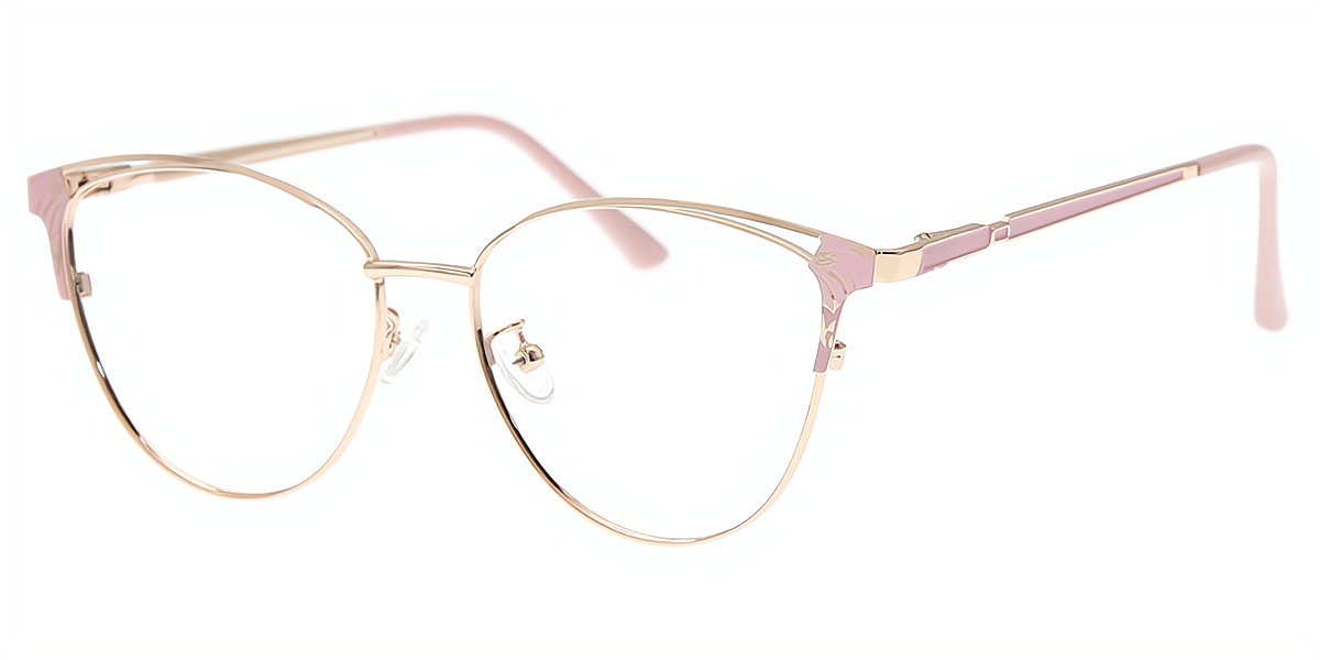 Pink Cat Eye Refined Metal Eyeglasses