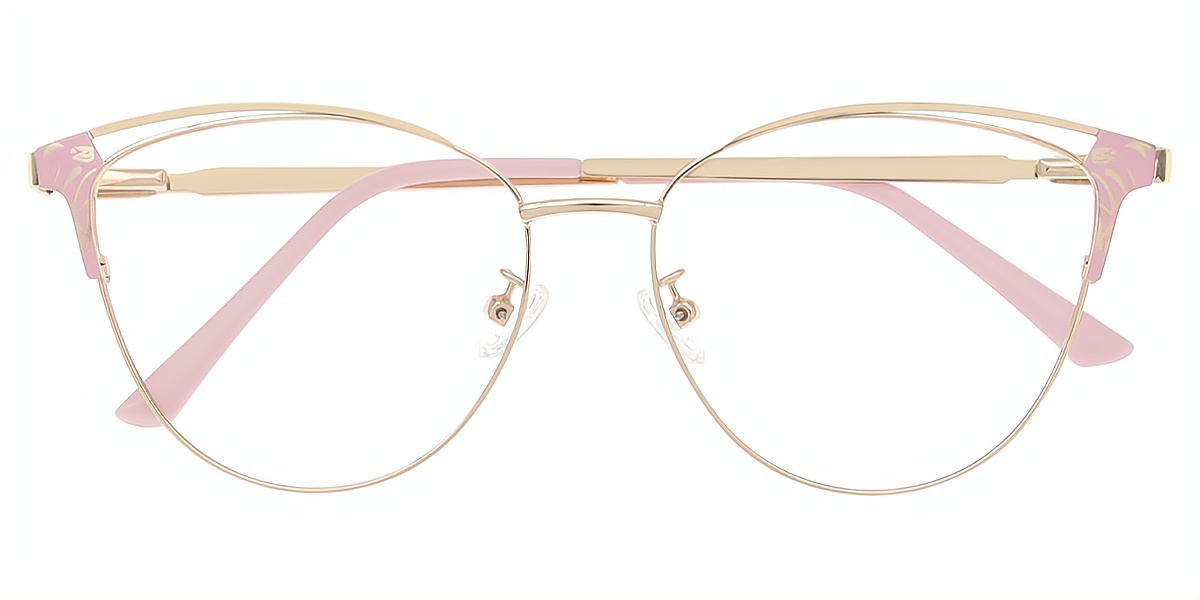 Pink Cat Eye Refined Metal Eyeglasses