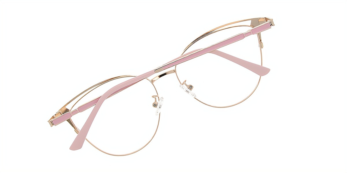 Pink Cat Eye Refined Metal Eyeglasses