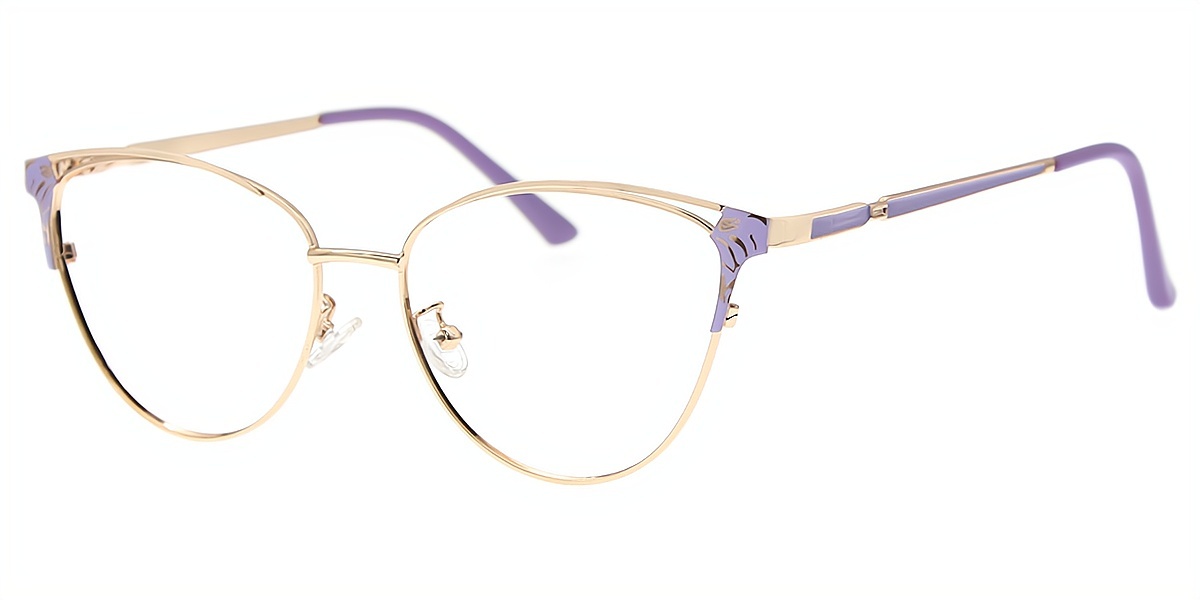 Purple Cat Eye Refined Metal Eyeglasses