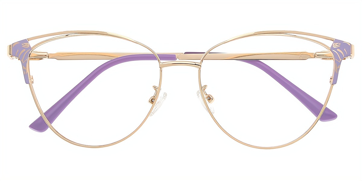 Purple Cat Eye Refined Metal Eyeglasses