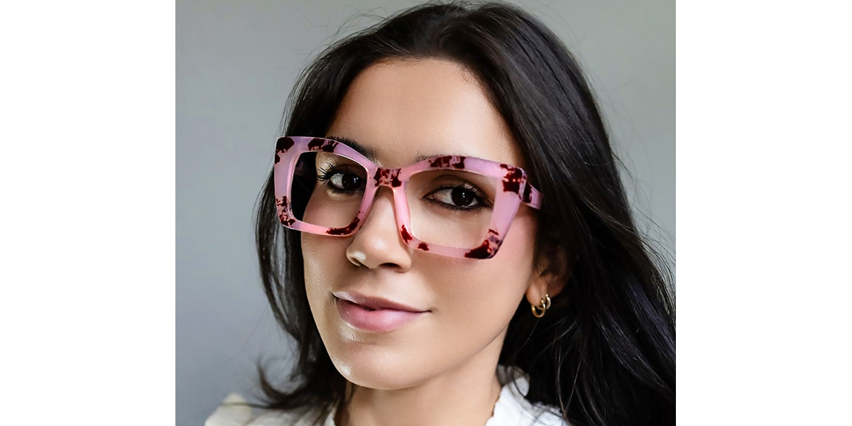 Pink Butterfly Wide Plastic Eyeglasses