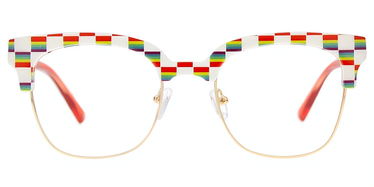 Multicolor Horn Unique Mixed Materials Eyeglasses