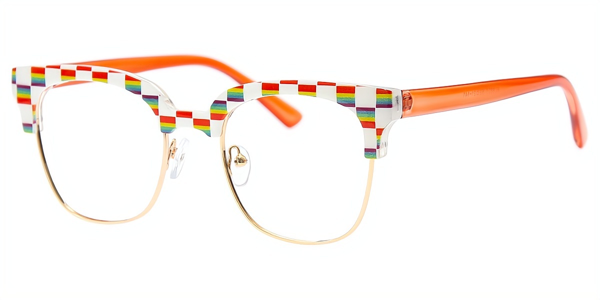 Multicolor Horn Unique Mixed Materials Eyeglasses
