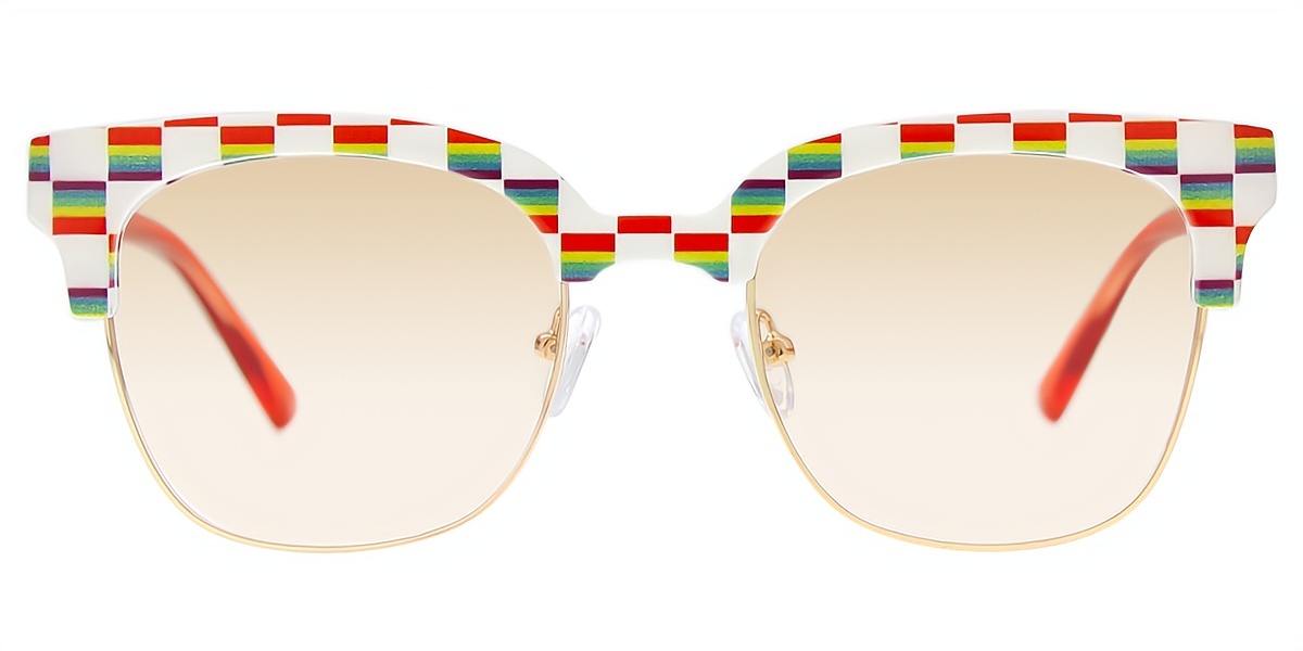 Multicolor Horn Unique Mixed Materials Eyeglasses