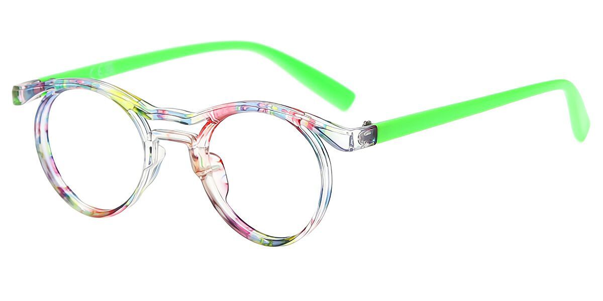 Green Round Ornate Plastic Eyeglasses