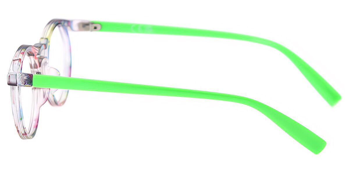 Green Round Ornate Plastic Eyeglasses