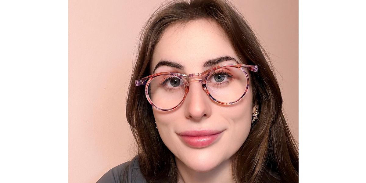 Purple Round Ornate Plastic Eyeglasses