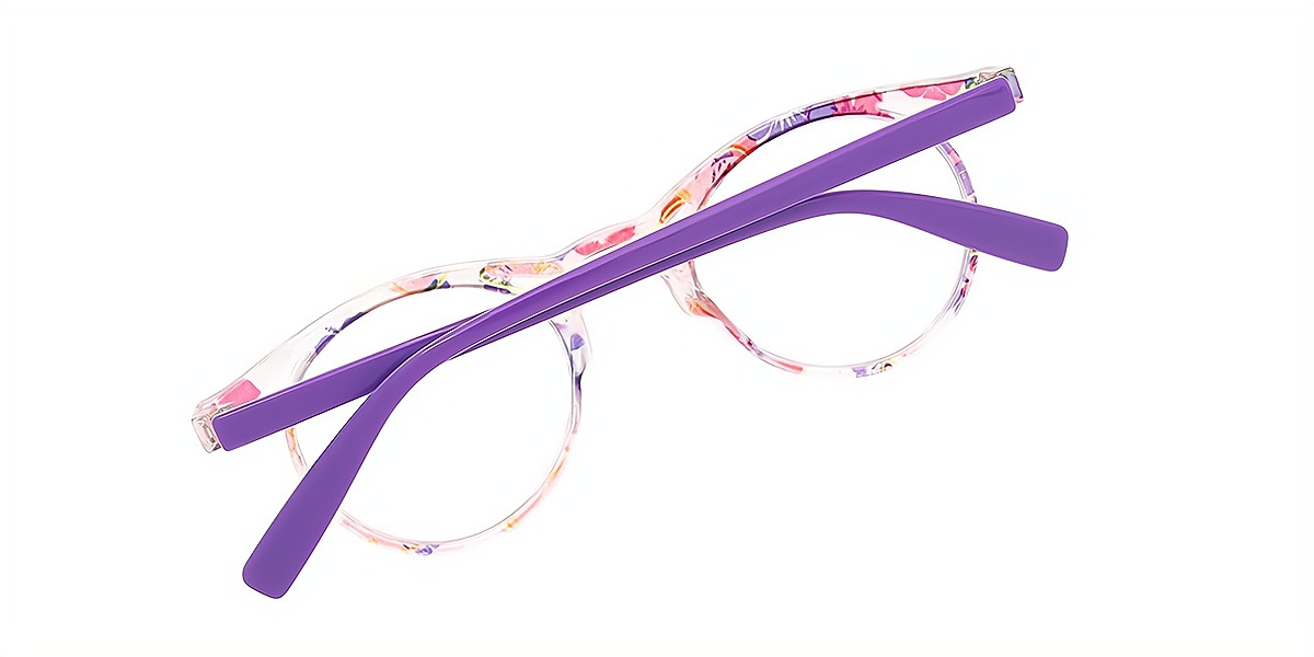 Purple Round Ornate Plastic Eyeglasses