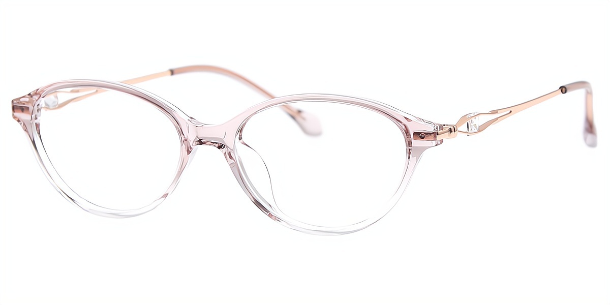 Pink Gradient Cat Eye Elegant Mixed Materials Eyeglasses