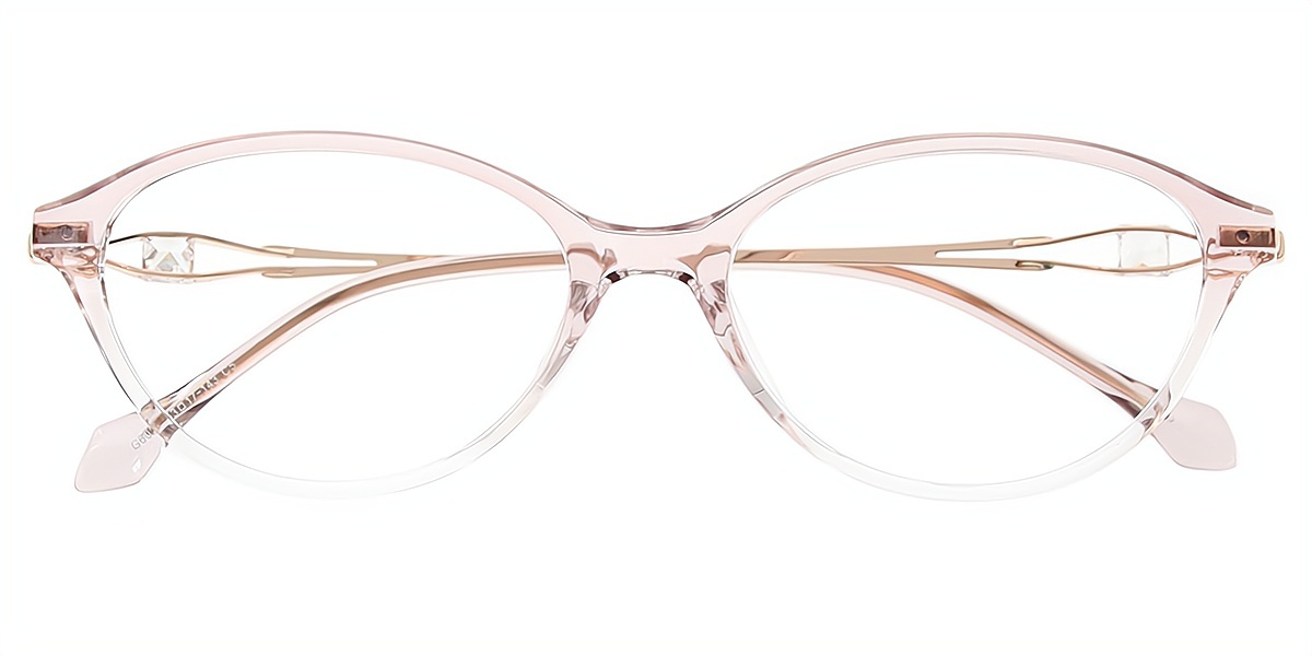 Pink Gradient Cat Eye Elegant Mixed Materials Eyeglasses