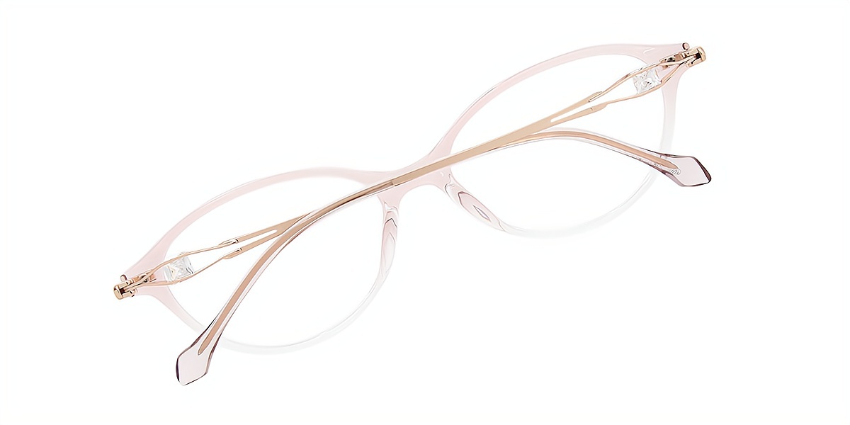Pink Gradient Cat Eye Elegant Mixed Materials Eyeglasses
