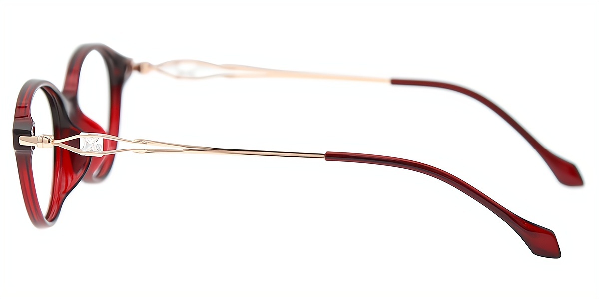 Red Cat Eye Elegant Mixed Materials Eyeglasses