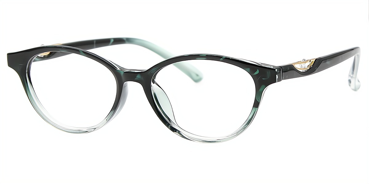 Green Gradient Cat Eye Refined Mixed Materials Eyeglasses