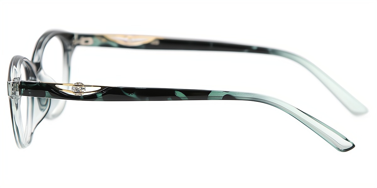 Green Gradient Cat Eye Refined Mixed Materials Eyeglasses