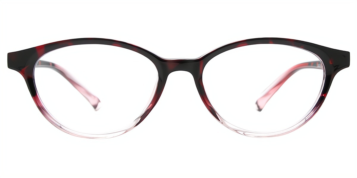 Red Gradient Cat Eye Refined Mixed Materials Eyeglasses