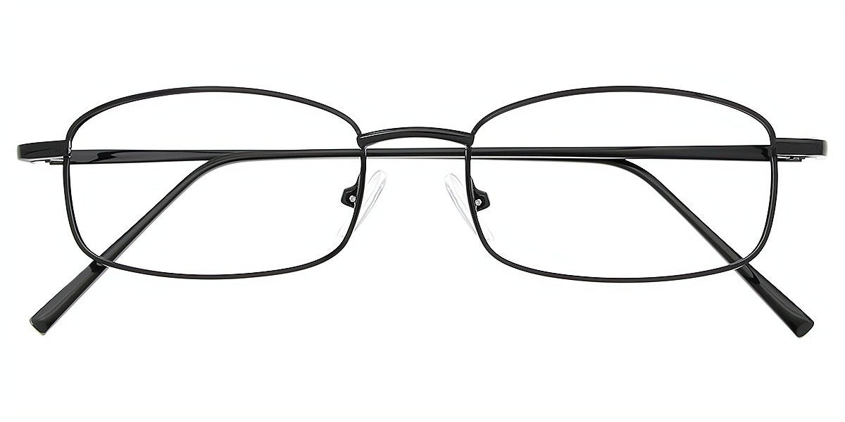 Black Rectangle Simple Metal Eyeglasses