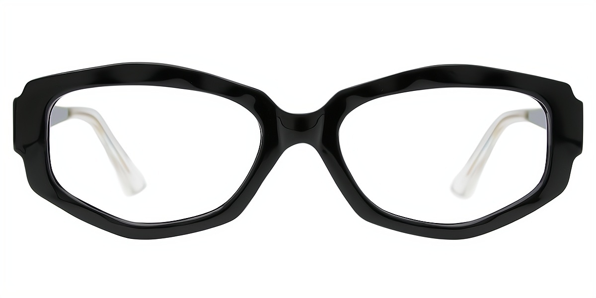 Black Geometric Unique Mixed Materials Eyeglasses