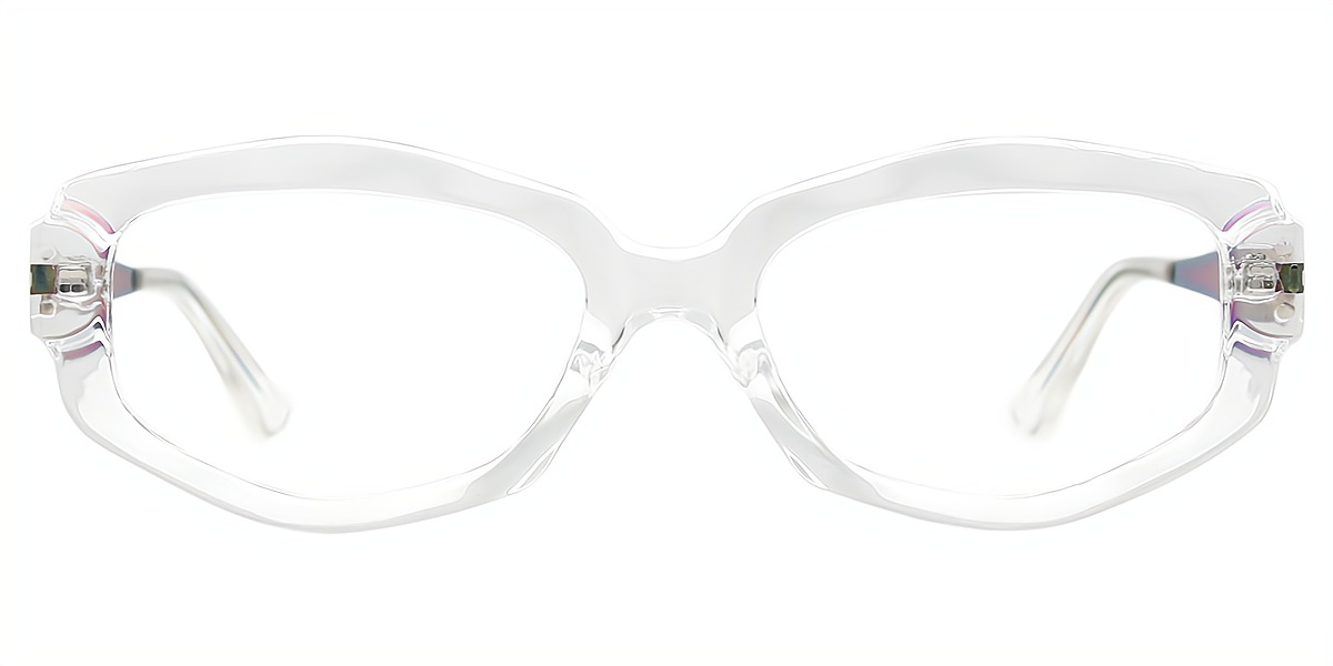 Clear Geometric Unique Mixed Materials Eyeglasses