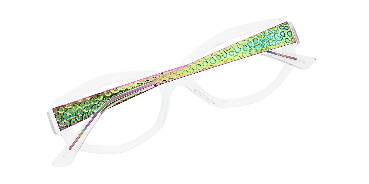Clear Geometric Unique Mixed Materials Eyeglasses