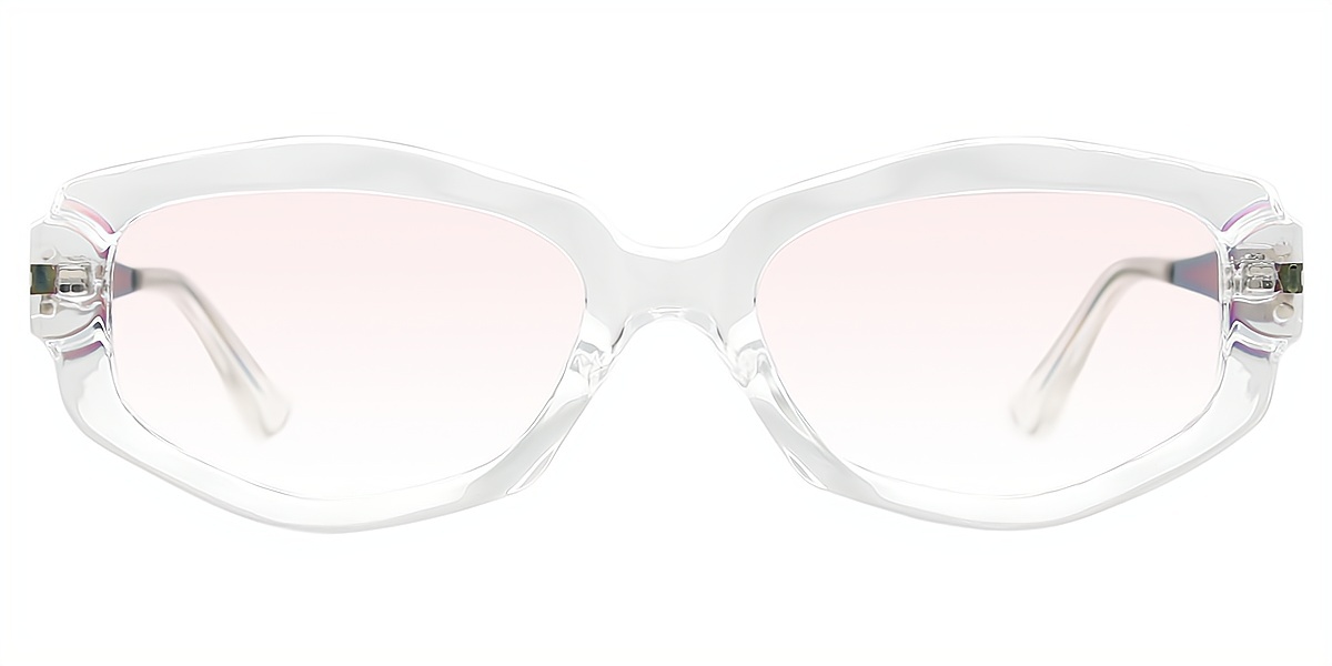 Clear Geometric Unique Mixed Materials Eyeglasses