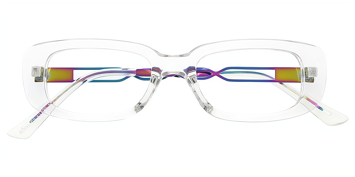Clear Rectangle Unique Mixed Materials Eyeglasses