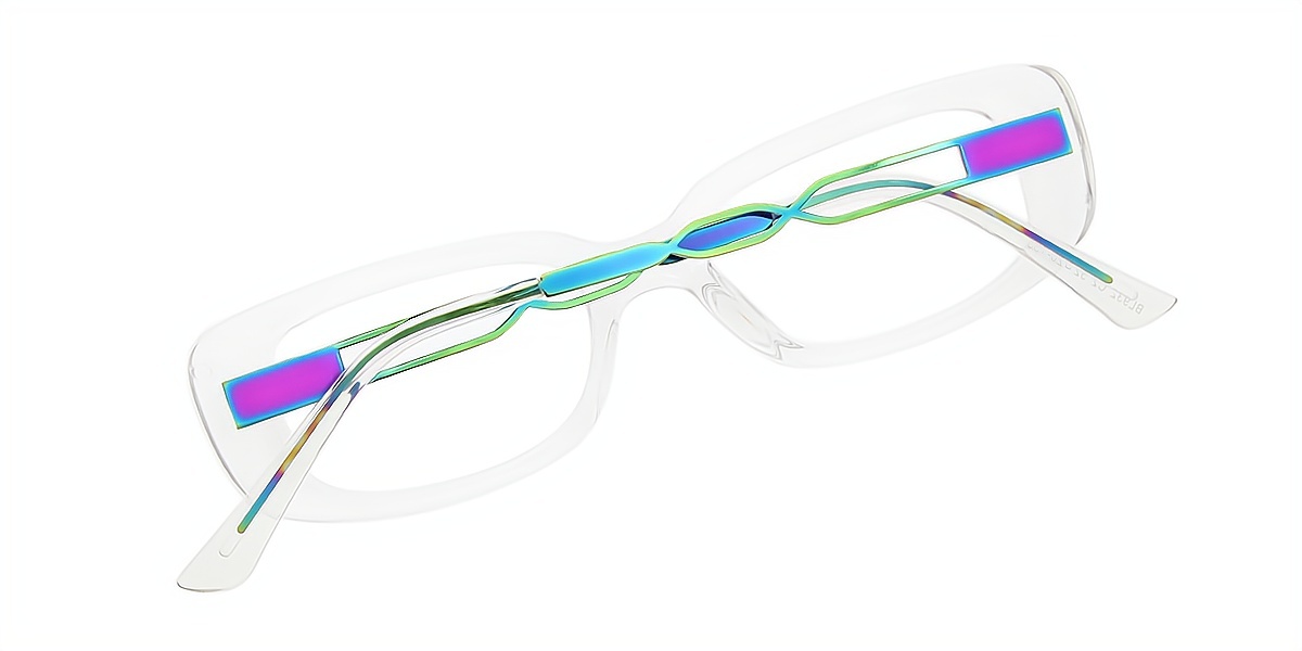 Clear Rectangle Unique Mixed Materials Eyeglasses