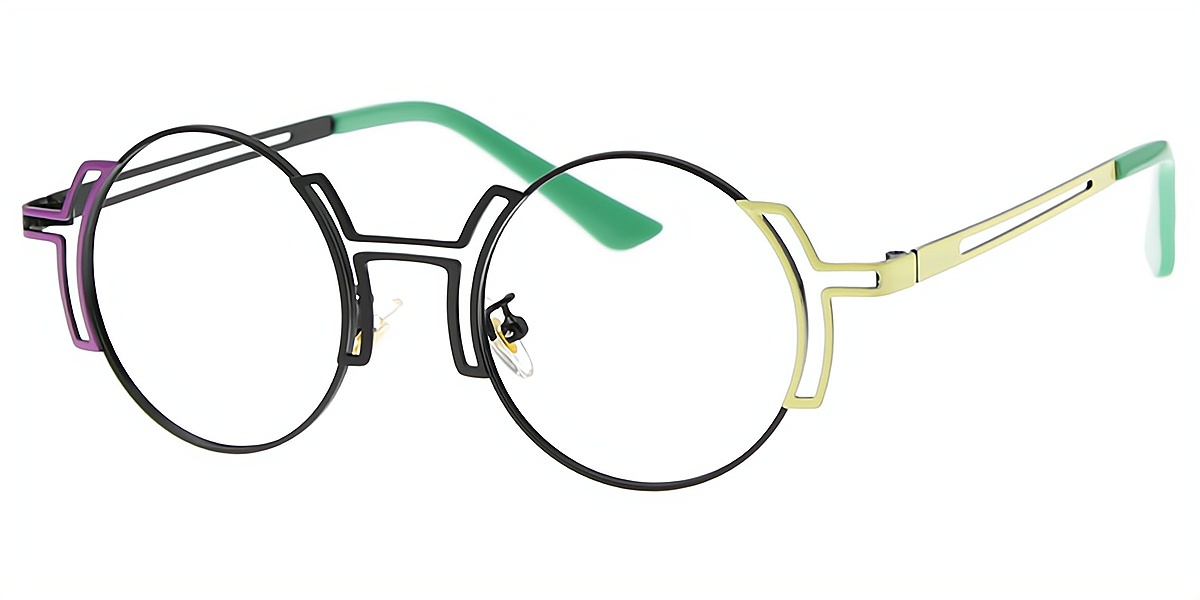 Black Round Chic Metal Eyeglasses