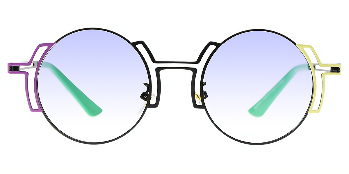 Black Round Chic Metal Eyeglasses