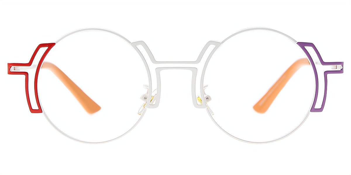 White Round Chic Metal Eyeglasses