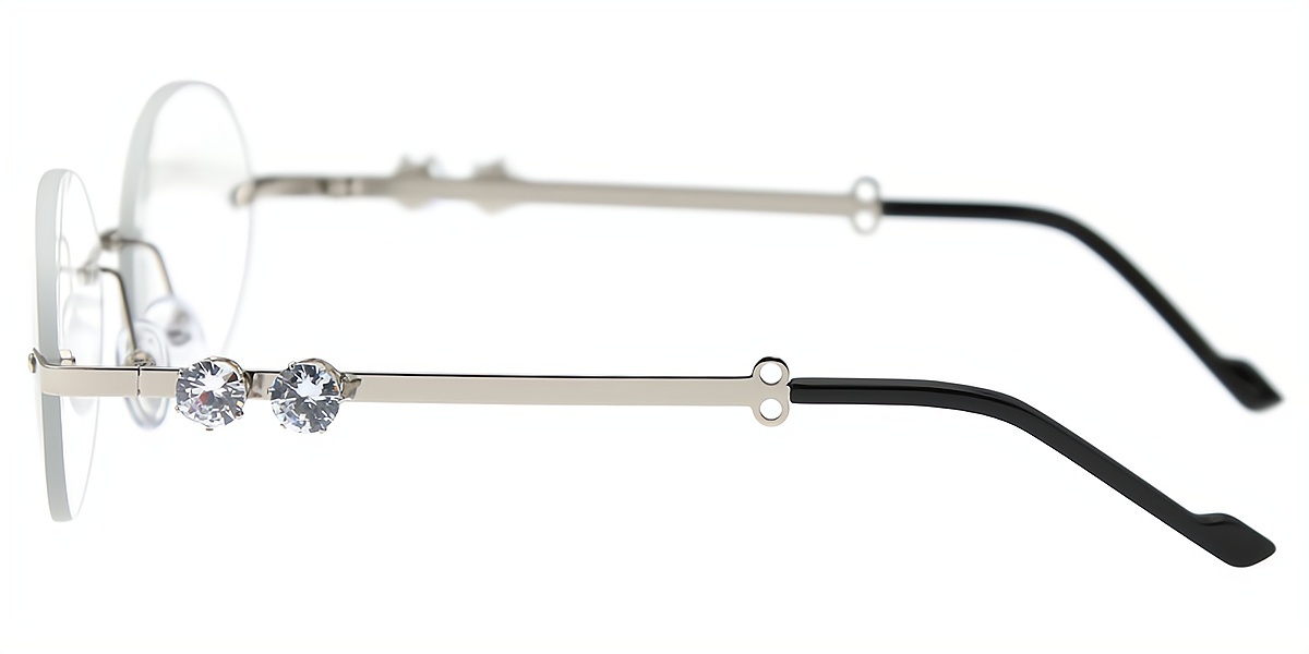 Silver Oval Elaborate Metal Eyeglasses