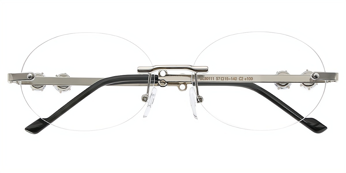 Silver Oval Elaborate Metal Eyeglasses