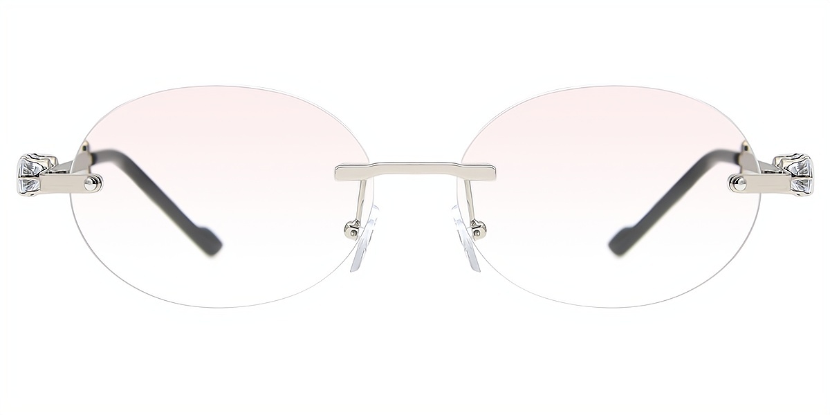 Silver Oval Elaborate Metal Eyeglasses