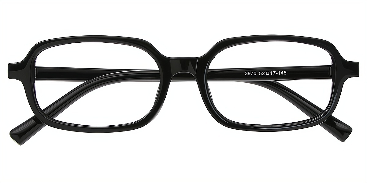 Black Rectangle Chic Plastic Eyeglasses