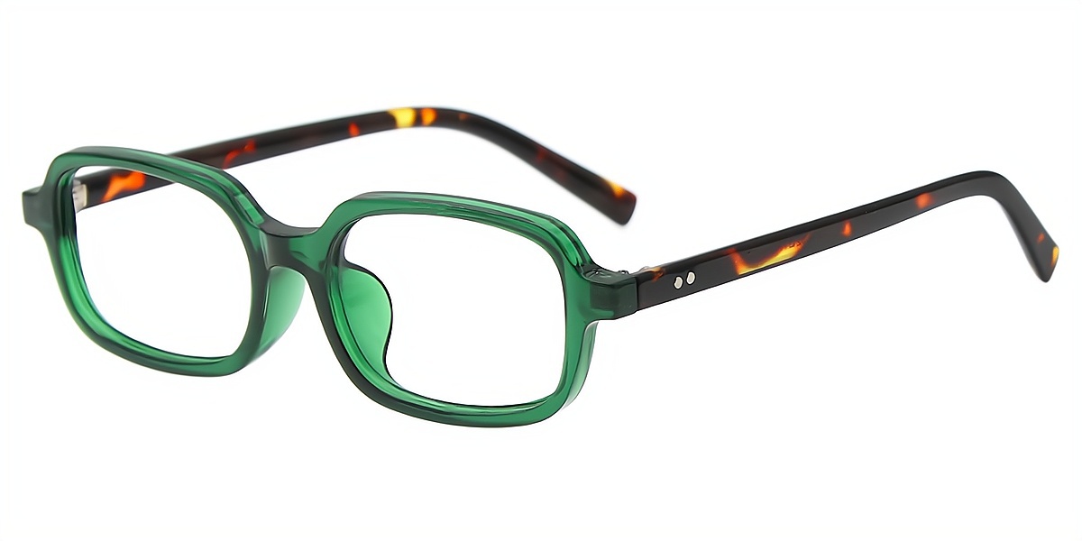 Green Rectangle Chic Plastic Eyeglasses