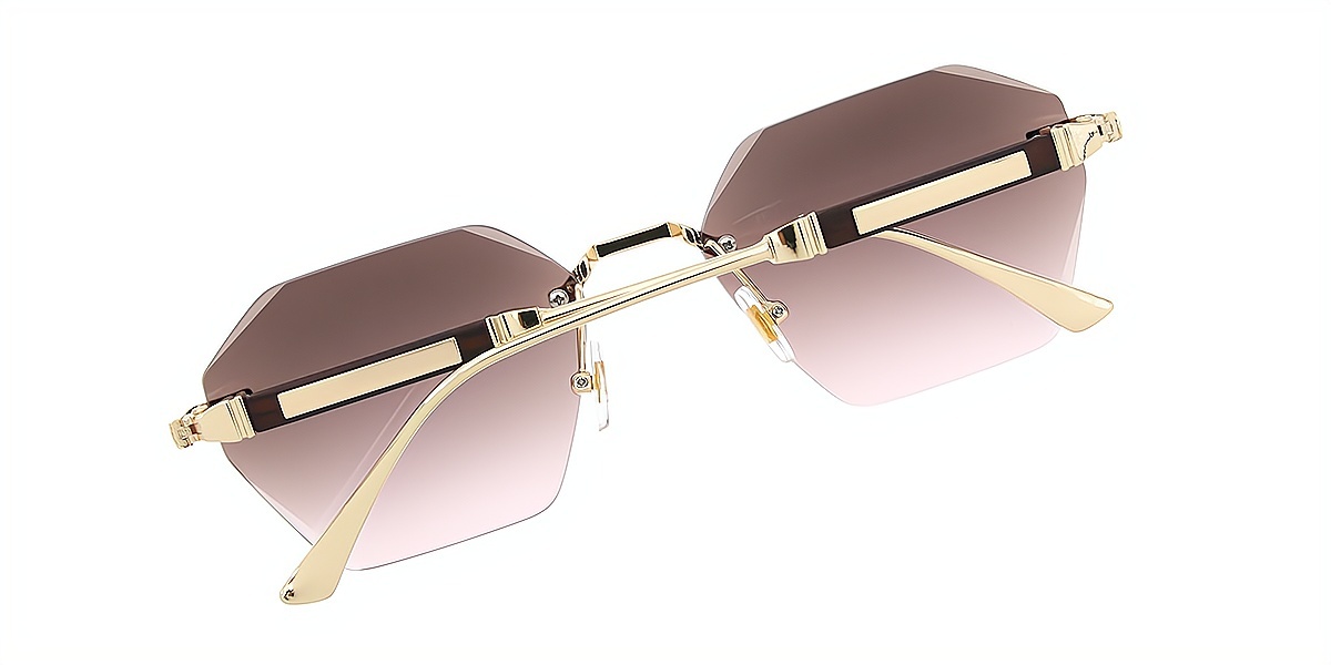 Golden Geometric Chic Metal Eyeglasses