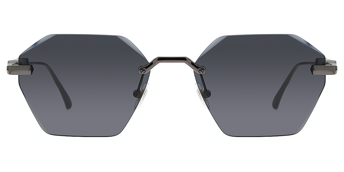 Gray Geometric Chic Metal Eyeglasses