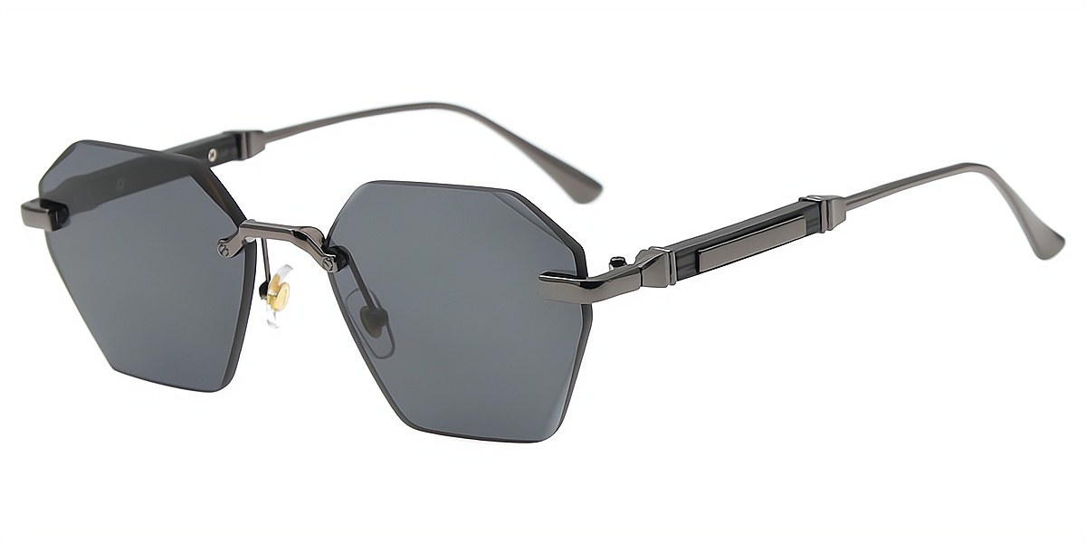 Gray Geometric Chic Metal Eyeglasses