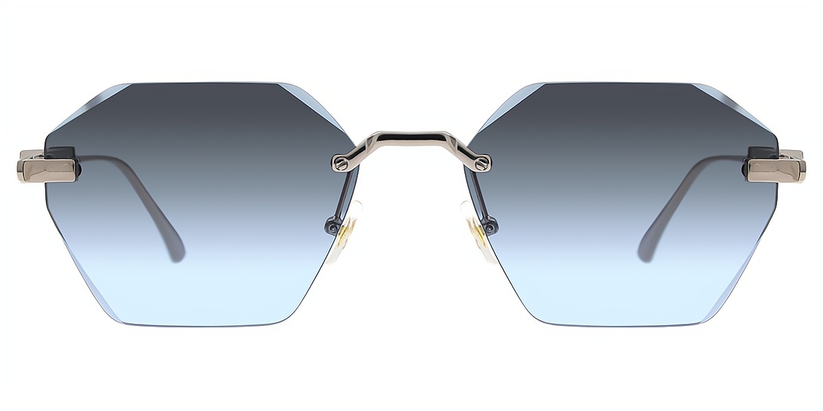 Silver Geometric Chic Metal Eyeglasses