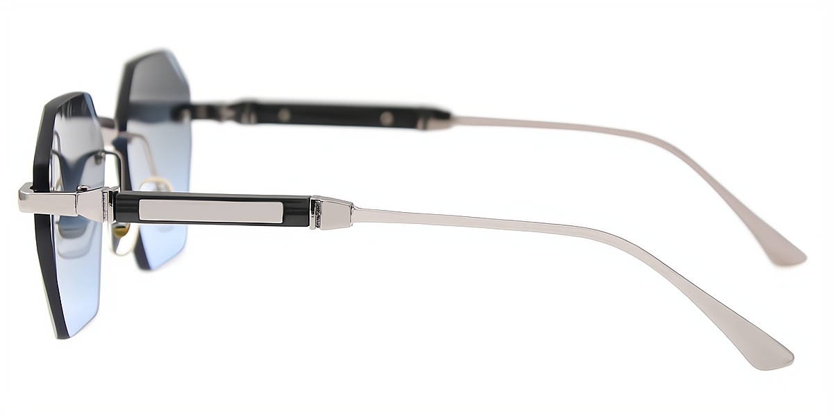 Silver Geometric Chic Metal Eyeglasses