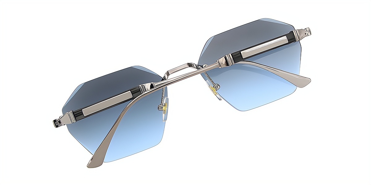 Silver Geometric Chic Metal Eyeglasses