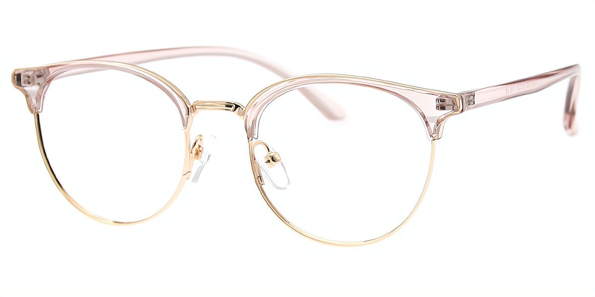 Pink Oval Simple Mixed Materials Eyeglasses