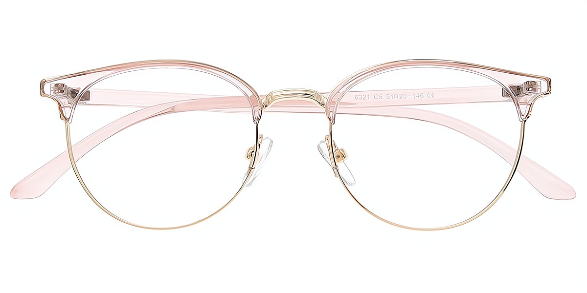Pink Oval Simple Mixed Materials Eyeglasses