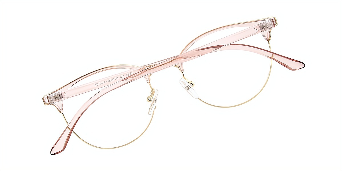 Pink Oval Simple Mixed Materials Eyeglasses
